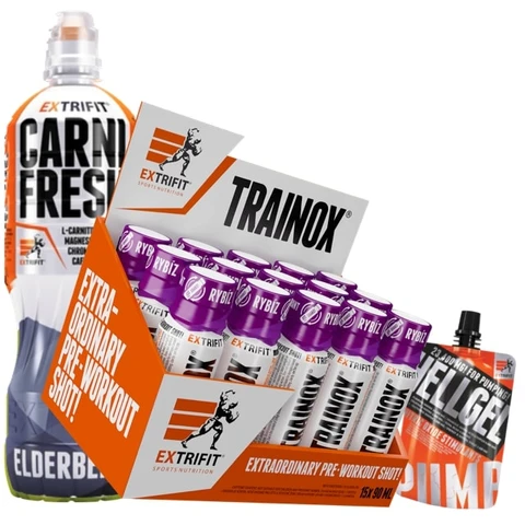 AKCE Extrifit Trainox Shot 15 x 90 ml + ZDARMA Carnifresh 850 ml + Hellgel 80 g