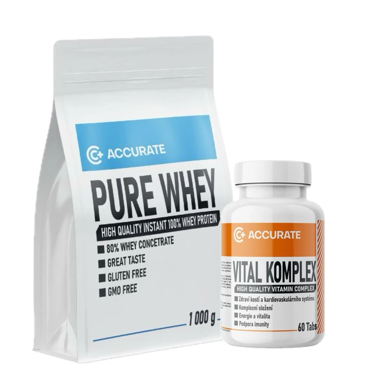 AKCE Accurate+ Pure Whey 1000 g + ZDARMA Vital Komplex 60 tbl
