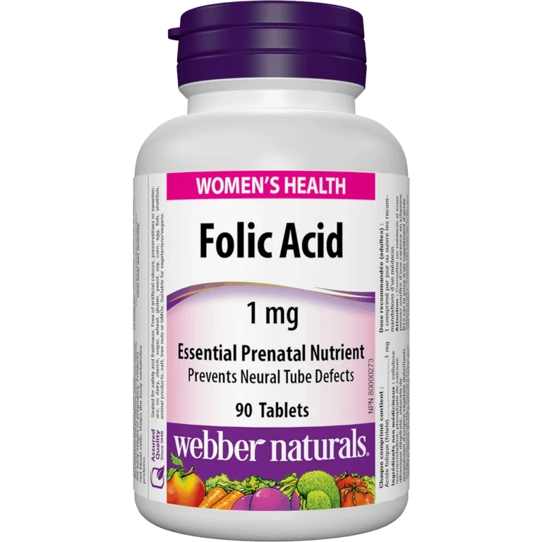 Webber Naturals Folic Acid 1 mg 90 tbl