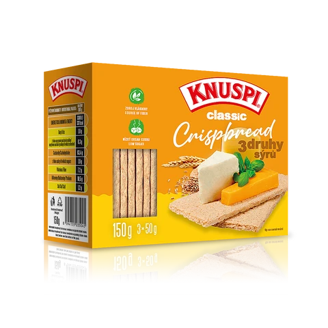 Knuspi Classic Crispbread 150 g 3 druhy sýra