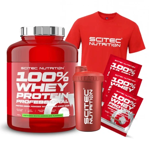 AKCE Scitec Nutrition 100% WP Professional 2350 g + ZDARMA Šejkr + Triko + 3x vzorek