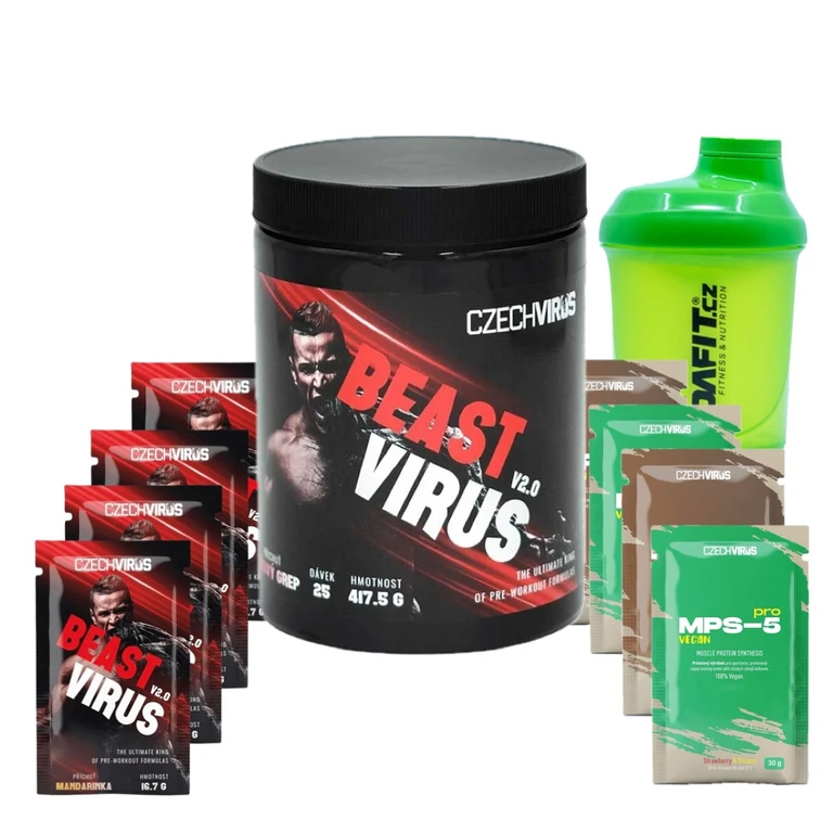 Special Offer Czech Virus Beast Virus V2.0 417,5 g +Šejkr Dafit 300 ml + FREE 8x sample