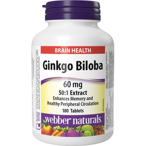 Webber Naturals Ginkgo Biloba 60 mg 180 tbl