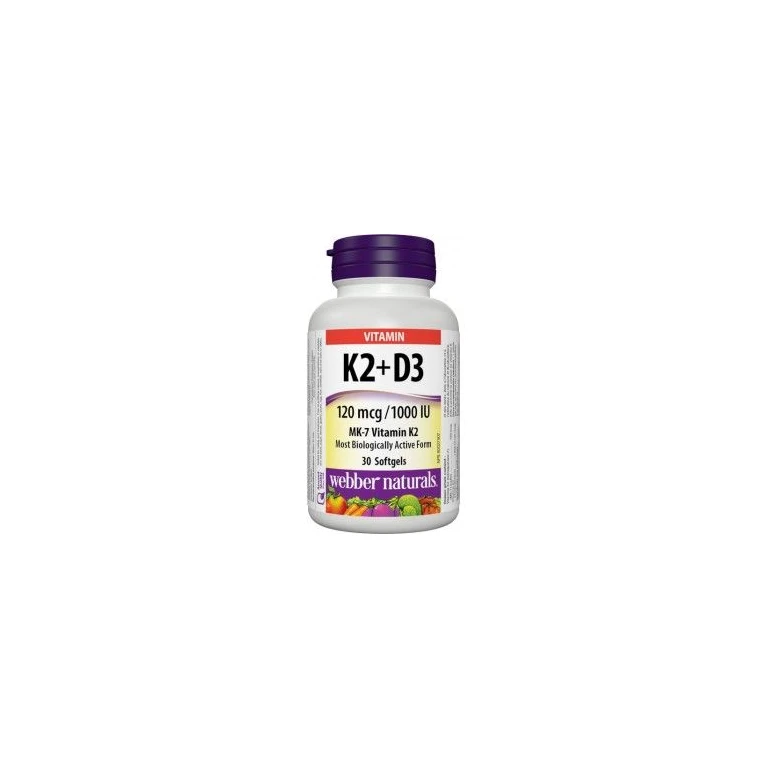 Webber Naturals K2 + D3 120 mcg/1000 IU 30 cps