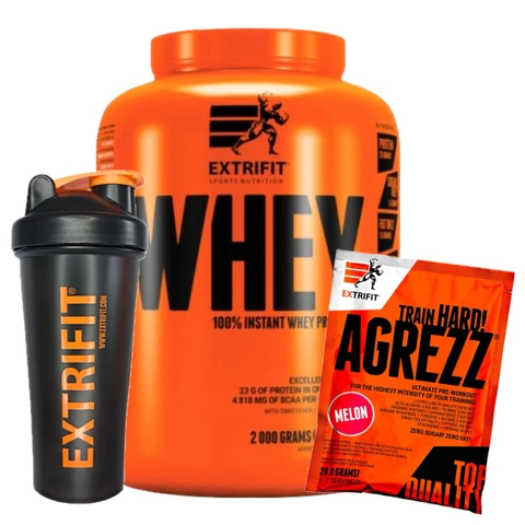 Special Offer Extrifit 100% Whey Protein 2000 g + FREE Shaker 600 ml + Agrezz 20,8 g