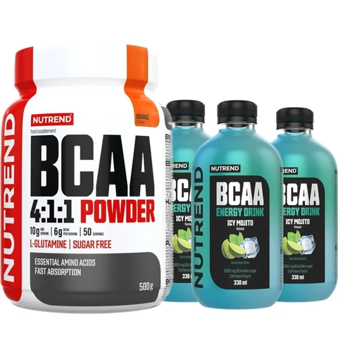 AKCE Nutrend BCAA 4:1:1 Powder 500 g + ZDARMA BCAA Energy Drink 330 ml
