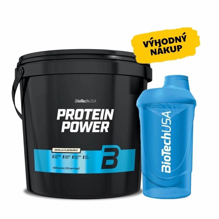 AKCE BioTech Protein Power 4000 g + ZDARMA Šejkr 600 ml