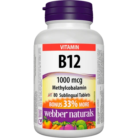 Webber Naturals B12 1000 mcg 80 tbl