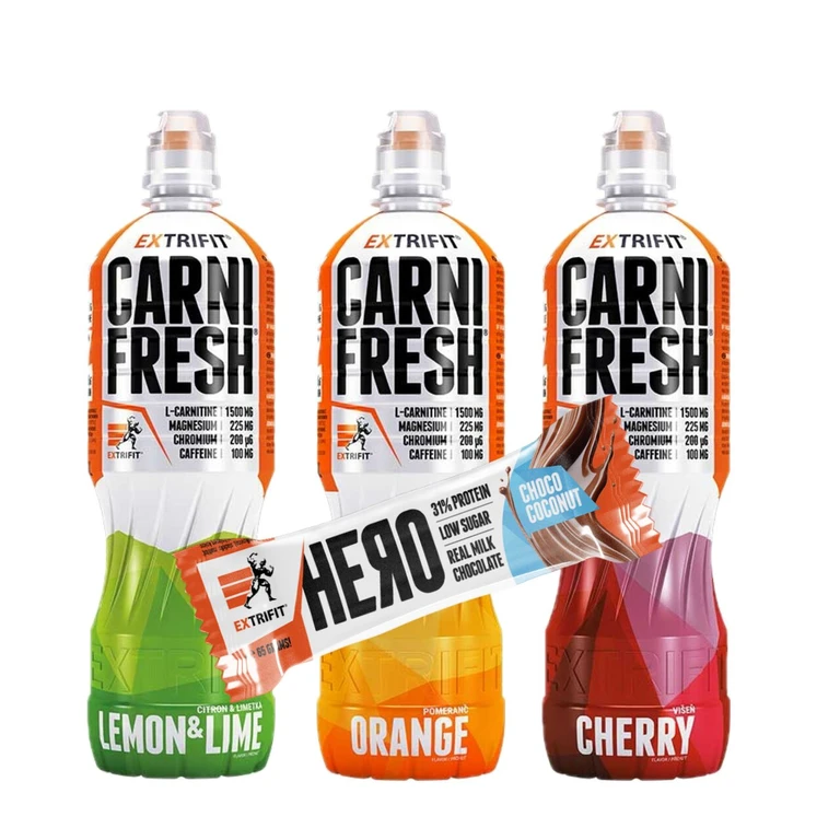 Special Offer 3x Extrifit Carnifresh 850 ml + FREE + Hero Protein Bar 31% 65 g