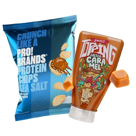 AKCE LifeLike Sweet Topping Twister 250 g salted caramel + ZDARMA 2x ProBrands Chips 50 g