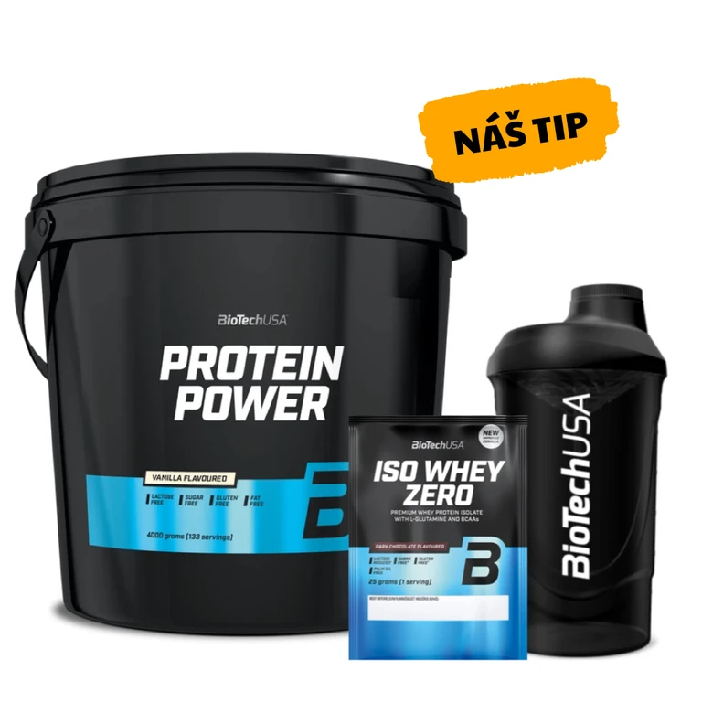 Special Offer BioTech Protein Power 4000 g + FREE Shaker 600 ml + Iso Whey Zero 25 g