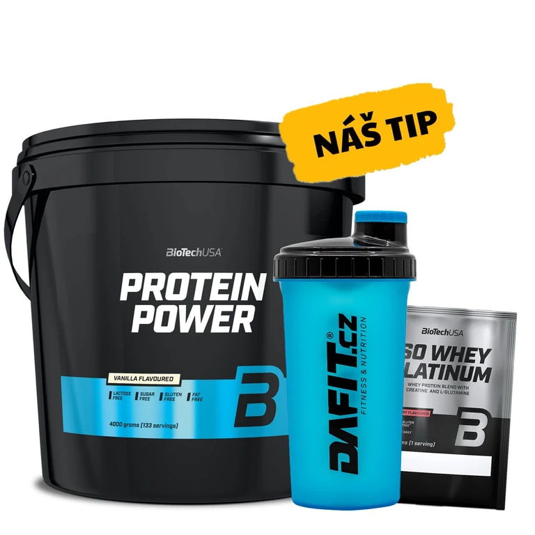 AKCE BioTech Protein Power 4000 g + ZDARMA Šejkr 700 ml + Iso Whey Zero 25 g