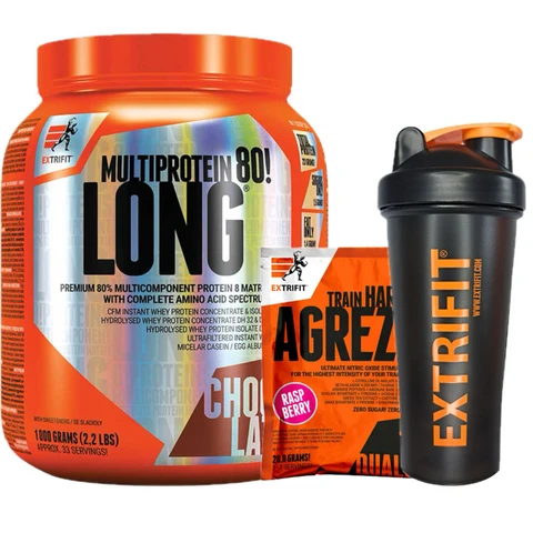 Special Offer Extrifit Long 80 Multiprotein 1000 g + FREE Shaker 600 ml + Agrezz 20,8 g
