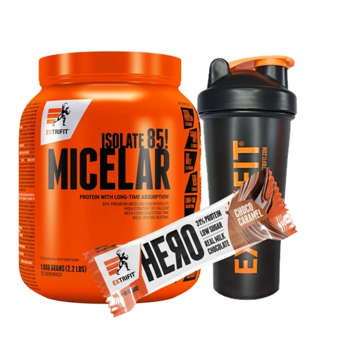 AKCE Extrifit Micelar Casein 1000 g + ZDARMA Šejkr 600 ml + Hero bar 65 g